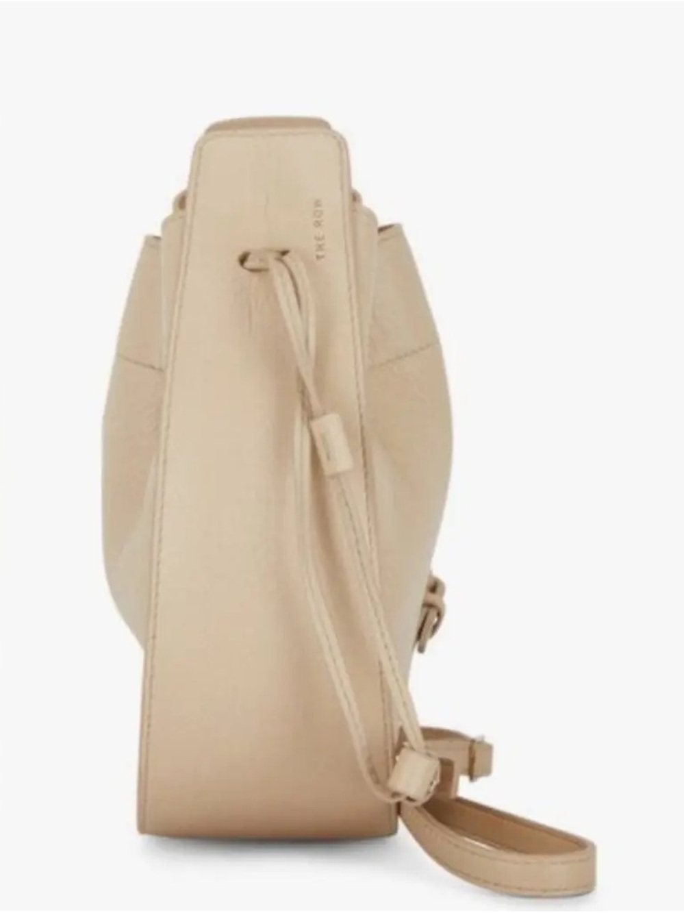 The Row Pebbled Leather Drawstring Bucket Bag Taupe Greige Crossbody VGUC - Picture 2 of 14